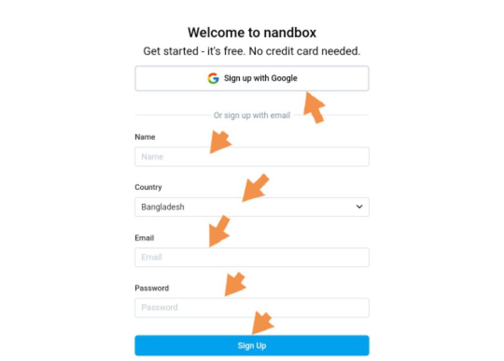 nandbox sign up